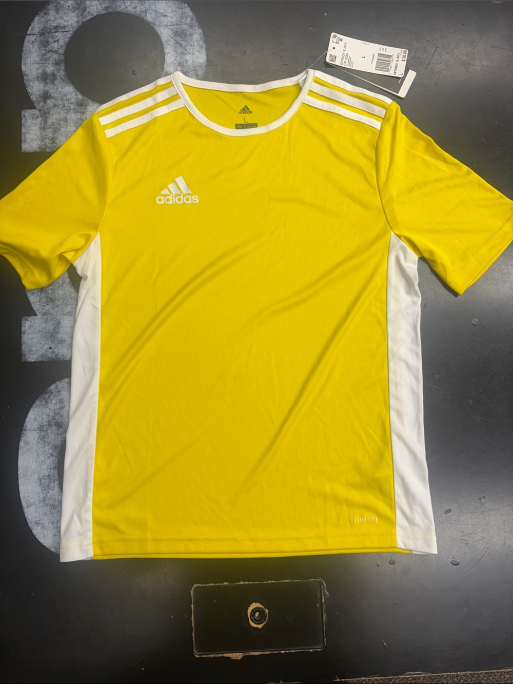 adidas Men’s Yellow and White Short-Sleeve Sport Jersey
